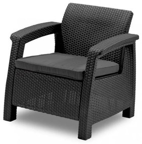 Set de mobilier de grădină Corfu max set, culoare grafit, cu perne gri deschis
