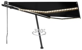 vidaXL Copertină automată cu senzor vânt &amp; LED, antracit, 400x300 cm