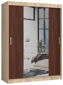Dulap de haine Clotilde  (Stejar sonoma + wenge) (cu oglindă). 1069414
