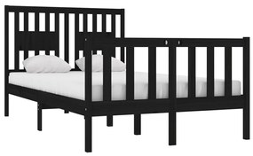 Cadru de pat dublu 4FT, negru, 120x190 cm, lemn masiv Negru, 120 x 190 cm