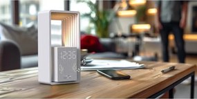 Immax 09113L - Lampă de birou LED cu ceas deșteptător și încărcare CALM LED/3,5W/5V