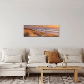 Tablou - Plajă la apus de soare (cu ceas) (90x30 cm)