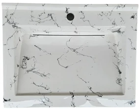 Lavoar(chiuveta) baie compozit granit, cu sifon ascuns, HouseXL LuxMarble, 71x47 cm, montaj pe blat sau masca, antibacterian, aspect marmurat