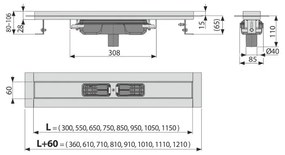 Rigolă de duș, Alcadrain, Professional Low, fără grătar, 75 cm, APZ1106