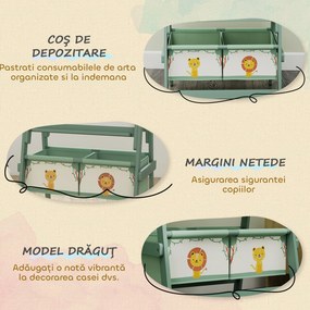AIYAPLAY Tablă de desen pentru copii 3 în 1 cu rolă de hârtie și 2 coșuri de depozitare Verde | Aosom Romania