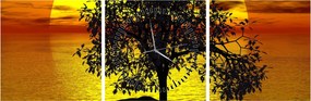 Tablou - Silueta copacilor (cu ceas) (90x30 cm)