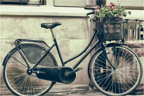 Tablou - Bicicleta de epocă cu flori (90x60 cm)