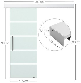 Usa glisanta din Sticla Temperata Satinata, cu Dungi, 77,5x205cm HOMCOM | Aosom Romania