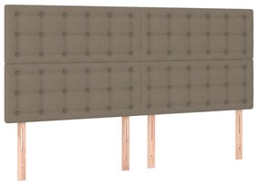 Cadru de pat cu tablie, gri taupe, 200x200 cm, textil Gri taupe, 200 x 200 cm, Nasturi de tapiterie