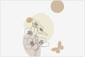 Tablou - Flori bej cu fluture N⁰4 (90x60 cm)