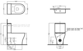 Rezervor vas WC Hatria, Erika Pro Q monobloc ceramic cu alimentare laterala