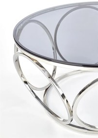 Masa de cafea Venus sticla fumurie/argintiu ø80/44 cm