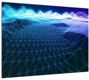 Tablou pe sticlă - Munți în model de calculator (70x50 cm)