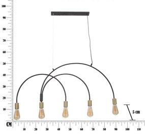 Lustra neagra din metal, 104 x 5 x 50 cm, soclu E27, Max 20W, Darky Mauro Ferreti
