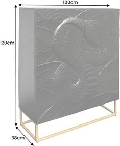 Comoda cu aplicatie exotica pe fronturi SNAKE 120cm negru