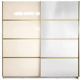 Gold Dulap 2000 Crem cu usi MDF Lucios si Oglinda + 1 Comoda