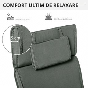 Outsunny Saltea pentru Șezlong, Design Modern, Confortabilă și Ușor de Întreținut, 198x53x5cm, Gri | Aosom Romania