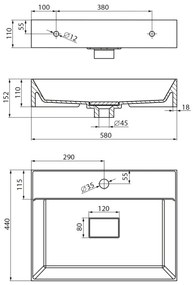 Sapho - Lavoar de blat GODIVA 58x44 cm marmură/alb