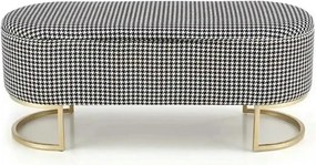 Bancheta HARMONY, negru/alb/auriu, stofa clasica/otel, 105x40x42 cm