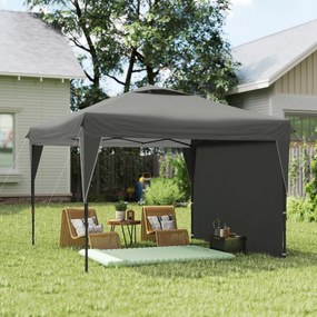 Outsunny Tonnelă/cort barnum de grădină pliant cu panou lateral detașabil + sac de transport, cadru oțel, țesătură Oxford | Aosom Romania