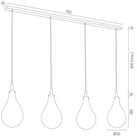 Lustră pe cablu OAKLAND 4xG9/6W/230V Argon 1740