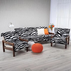 decoDoma Cuverturi pentru canapea şi fotolii ZEBRA, bej-oranj 3+1+1