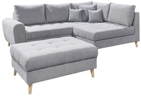 Coltar dreapta Alice, 3 locuri, 249 x 175 x 94 cm, PAL/lemn/poliester, gri deschis