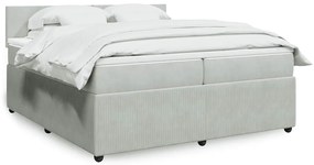 vidaXL Pat box spring cu saltea, gri deschis, 200x200 cm, catifea