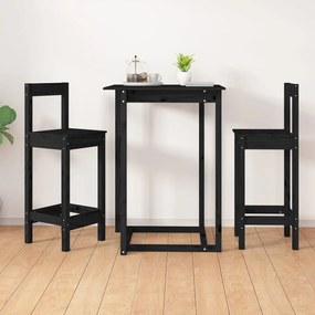 822146 vidaXL Scaune de bar, 2 buc., negru, 40x41,5x112 cm, lemn masiv pin