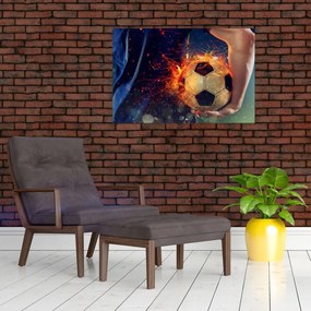 Tablou - Minge de fotbal în flăcări (90x60 cm)