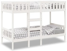 vidaXL Pat supraetajat, alb, 75x190 cm, lemn masiv de pin