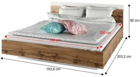 Set dormitor (pat 180x200 cm) Gaila New (stejar sonoma + alb). 1064620