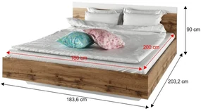Set dormitor (pat 180x200 cm) Gaila New (stejar sonoma + alb). 1064620