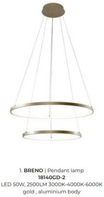 Lustra LED moderna design circular BRENO auriu 40/60cm