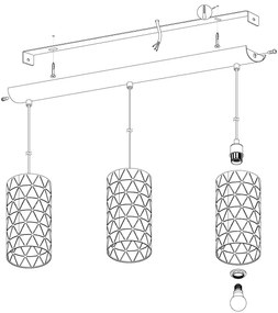 Eglo 98353 - Lustră pe cablu RAMON 3xE27/40W/230V