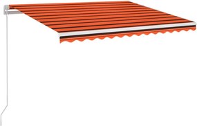 vidaXL Copertină retractabilă manual LED, portocaliu/maro, 350x250 cm
