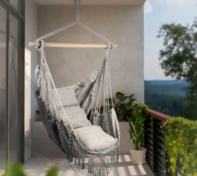 ShopJK SCAUN SUSPENDAT GRI DESCHIS XXL BRAZILIAN + 2X PERNĂ