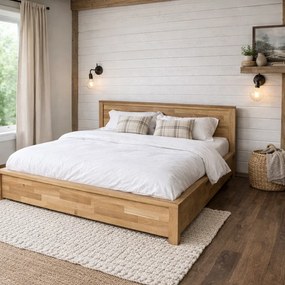 Pat Regalis matrimonial - 180x200 cm - din lemn masiv de stejar