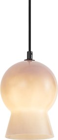 Lampă suspendată retro neagră cu sticlă bej pentru sistem de șină monofazat - Iconic Bell
