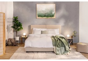 Pat matrimonial bej tapițat cu spațiu de depozitare cu somieră 180x200 cm Myra Bold – Bonami Selection