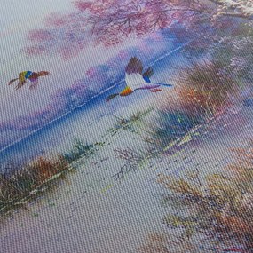 Tablou - Sosirea toamnei, pictură în ulei (cu ceas) (90x30 cm)