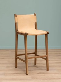 Scaun de bar din piele si lemn de tec , " Fazenda "