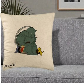 Perna Personalizata Fullmetal Alchemist Alphonse cu Pisici, 40x40 cm, Bej, Husa Detasabila, Perna Inclusa, BEKZ®