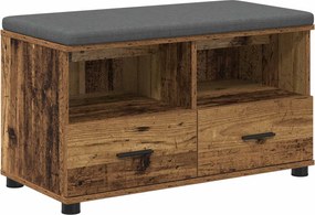 vidaXL Bancă pentru hol cu pernă cu sertar Lemn vechi 80 x 38 x 46 cm