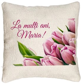 Perna Decorativa Canapea, Model La multi ani Maria, 40x40 cm, Cu fermoar