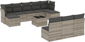vidaXL Set canapele de grădină cu perne, 11 piese, gri, poliratan