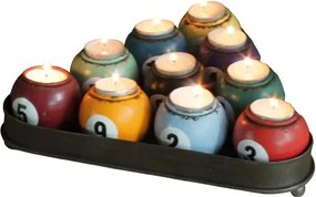 Suport de 10 lumanari, din ceara si metal, Snooker