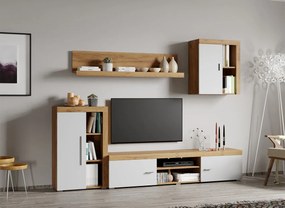 Set Mobila Living Golden Oak Alb / Stejar Auriu C01