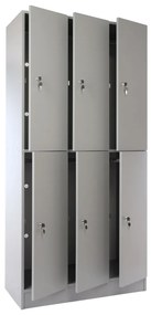 Dulap din lemn Visio LUX - 6 cutii, 90 x 45 x 185 cm, incuietoare cilindrica, gri