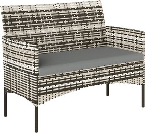 Outsunny Canapea de grădină 2 locuri din rășină împletită cu perne canapea de exterior cu cotiere 115 x 63 x 85 cm gri deschis | Aosom Romania